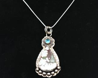 18" turquoise and blue topaz pendant necklace