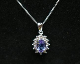 Tanzanite and white topaz necklace 925 SS