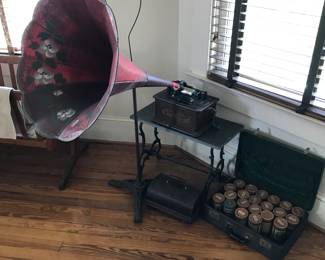 Edison Phonograph with multiple scrolls. In original working condition.