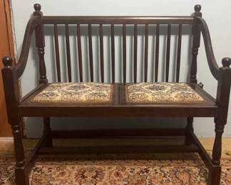 Vintage Standard Specialty Company Wood Bench With Removable Fabric Seats