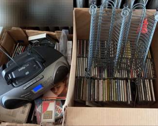 Insignia CD Tape Player With Mystery Lot Of CDs, Wire CD Racks