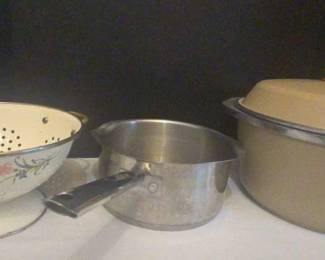 5 Qt Cast Iron Aluminum Dutch Oven, Stainless Steel Pot, Ceramic Strainer