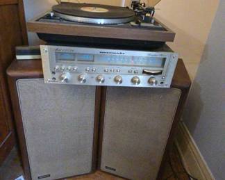 Vintage Dual 1245 turntable , Saturday Night Fever Record, Marantz 2252b Receiver, 2 Advent Speakers