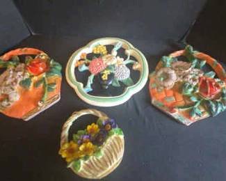 Vintage Flower Chalkware Decor