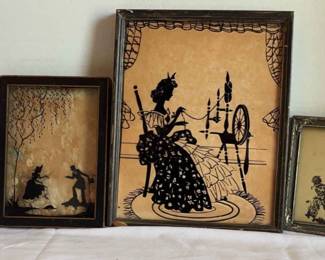 Vintage Silhouette Reverse Painted Glass
