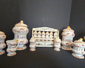 Vintage Original Arnart Japan Brown Onion Spice Rack And Canister Set 14 Piece