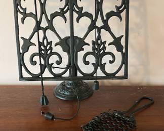 Vintage Wrought Iron Book StandHolder Antique Kitchen Chainmail Scraper