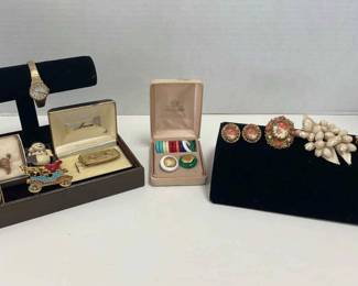 Vintage Timex Watch, Brooches,Pins, Shoe Clips, Clip On Earrings, Money Clip