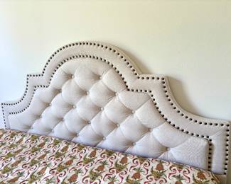 Fabric Queen Size Headboard and Bed $500