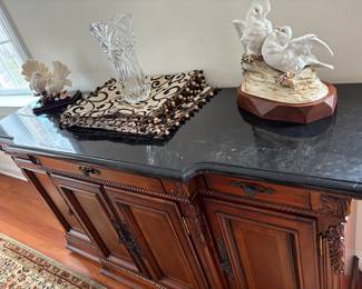 Beautiful Black Marble Top Buffet in Perfect Condition $500