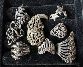 Assortment of sterling silver rings