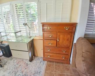 Office chest and glass top table