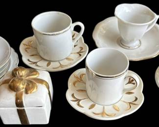 White Gold Colored Tea Sets Trinkets