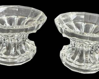 Ribbed Crystal Pedestal Candle Holders