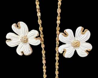 Vintage Flower Necklace Earrings