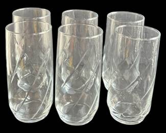 Six Libbey Clear Glass Tumblers