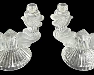 Frosted Glass Double Candlestick Holders
