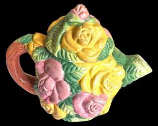 Pink Yellow Rose Teapot
