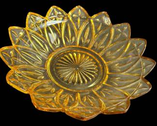 Vintage Amber Federal Glass Petal Bowl