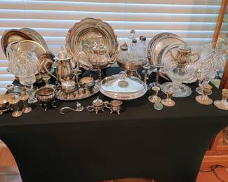 Silver trays and crystal