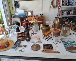 GAMES, VASES, CANDLE HOLDERS, BUTTER CHURN AND MISC.