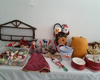 CHRISTMAS ORNAMENTS, DESERT SET, FABRIC BASKETS, FALL PUMPKIN
