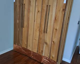 2 PINE CLOTHES STORAGE CLOSETS - SIDE BY SIDE