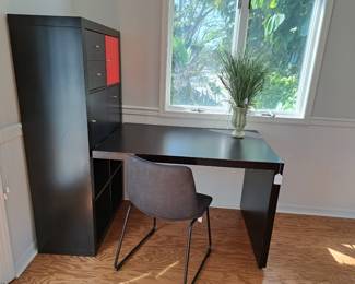 MODERN DESK WITH STORAGE CABINET AND CHAIR