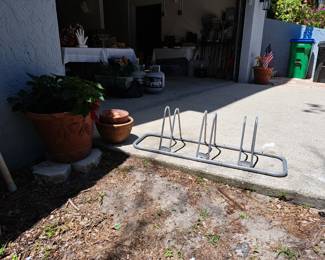 BIKE RACK, POTS, PLANTS