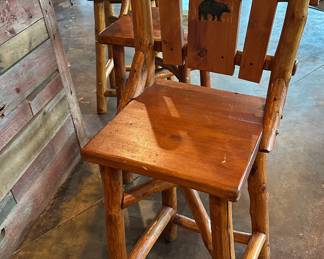 3 wood bar height bar stools