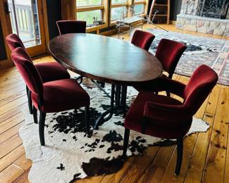 Arhaus Oval Copper Dining Table with 6 Chairs