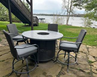 Bar Height Propane Fire Table with 4 Chairs: Broyhill