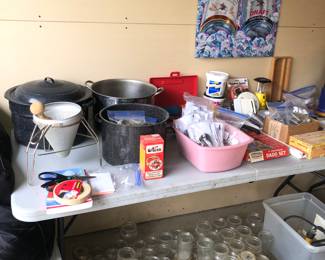 Canning pans and jars.