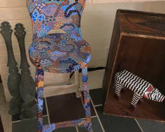 Hand painted vintage stool by local artist—detail is stunning.