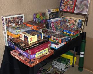 New and used puzzles. Lots of variety.