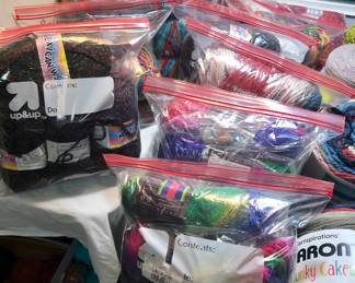 New skeins of yarn. All different kinds.