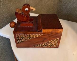 Yosegi Zaiku or puzzle box Japanese toothpick dispenser.