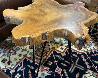 Pair of live edge paperclip tables