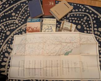 Vintage WPA American Guide Series Books - some first editions complete with map in back pocket!