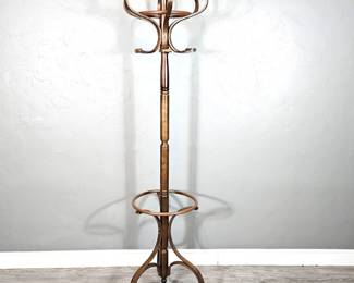Vintage Wooden Coat Rack with Spinning Hat Stand at the Top - 73"