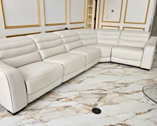 White Sectional Sofa with 3 Recliners