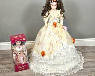 Gorgeous (Almost 3 feet tall) Porcelain Limited Edition Doll in Formal Ball Gown Plus smaller NIB 16" Doll