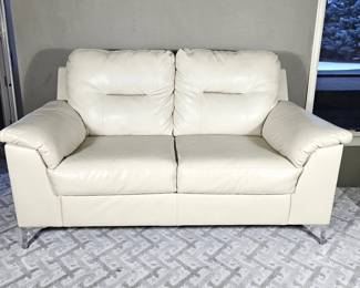 Ashley Furniture Faux Leather Loveseat Sofa Cream