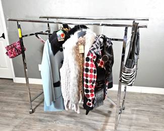 Commercial Double Clothes Rack on Locking Wheels