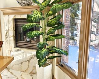 Tall Faux House Plant in Ceramic White Planter - 7ft Tall