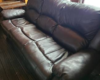 Brown Recliner Sofa with Two Hand Lever Recliners on Either End 7ft x 27"