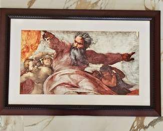 Framed Art Print - Michelangelo's 'The Creation of Adam' 29" x 19" Framed