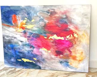 - Abstract Multi Colored Watercolor Canvas Print. 54" x 40"