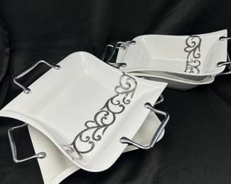 Set of Four Serving Dishes with Silver Tone accents by ‘Baccara gifts’