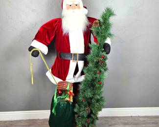Christmas Decoration - Life-Sized Santa Claus with Gifts and Garland - Stands Five Feet Tall!